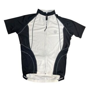 Canari Black and White Mens Cycling Jersey Full Zip Sz L
